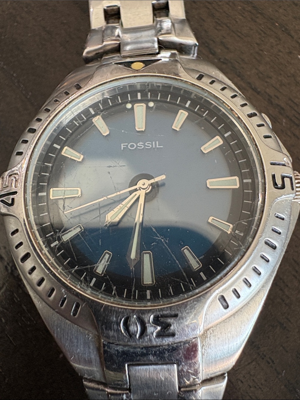 Fossil Silver Stainless Steel Watch with Blue Dial - Picture 2 of 6